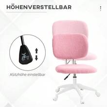 Ergonomic, Height-Adjustable, Swivel Office Chair Without Armrests, In Pink Velvet, For Home Office And Gaming. - 粉色 - 查看 4