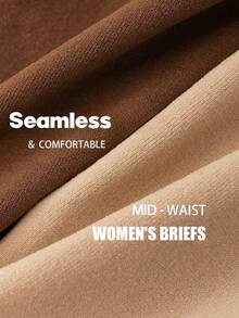 4pcs/Pack Seamless Mid-Waist Panties, Maillard Color Comfortable High Elasticity Triangle Briefs - Multicolor - View 9