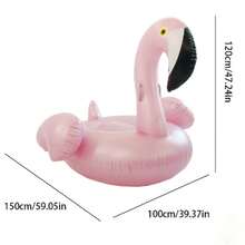 1pc Classic Pink Flamingo Inflatable Float, Thickened PVC Heavy Duty Ride-On Style With Stable Base, Summer Outdoor Prop - Pink - View 3