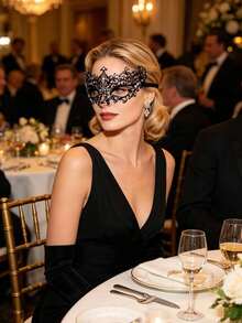 1pc Wedding Halloween Mask Eye Cover, Black Starry Rhinestone Mask, Adult Women Party Eye Accessory, Masquerade Ball Accessory, Party Gathering Photo Prop, Holiday Costume Prop, Suitable For Halloween, Bride, Evening Party, Masquerade Ball, Holiday Party, Cosplay - Multicolor - View 4