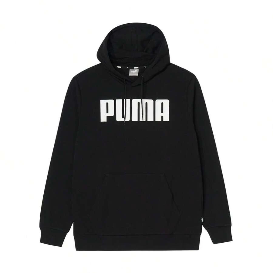 Puma 春秋款男士印花大Logo連帽長袖針織套頭運動衛衣 67126101 - 黑色 - 查看 1