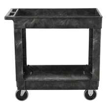 Commercial Products 2-Shelf Service/Utility Cart With Wheels, 300-Pound Capacity, Black, Lipped Shelves With Handle, Use In School/Restaurant/Warehouse/Manufacturing - S + Cart - View 6
