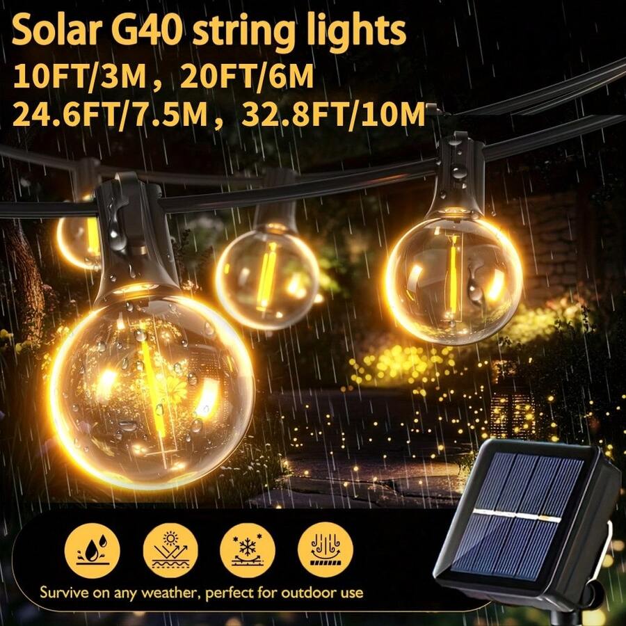 戶外太陽能串燈附遙控器，LED防碎燈泡太陽能燈，可調光懸掛燈，適用戶外後院派對、露營、涼亭、戶外裝飾、花園裝飾、房間裝飾，萬聖節，1200mAh