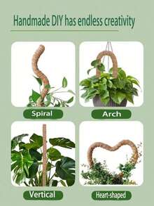 4組 16吋 龜背竹植物支撐苔蘚柱 可堆疊至48吋 室內盆栽攀爬植物用 高款椰纖維支撐柱與配件 適用於龜背竹、黃金葛與蔓藤榕 - 椰子棕棒 - 查看 3