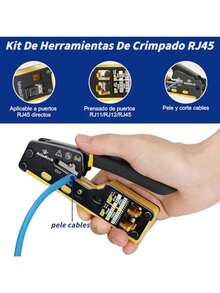 Yakiter Kit de RJ45 Crimp Herramientas158 Pcs Herramientas para Reparación de Red Ponchadora Jack RJ45 con Conector Tester y Pelacables Aptas para la Comprobación de Cables de Red Cat5 5E 6 6A - Amarillo - Ver 5