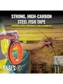 KLEIN TOOLS 56331 Guía jalacables de acero con carcasa optimizada para menor fricción Mango de agarre firme Guia para cable electrico Guia jalacables 0. 3 cm * 15 m Marcado con láser para precisión - NaranjaNegro - Ver 6