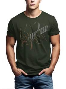 Camiseta de Guitarra para Hombres con Estampado de Música Genial y Estampado Gráfico de Guitarra, Regalo Perfecto para Guitarristas, Músicos y Amantes de la Música S-5XL - Negro - Ver 6