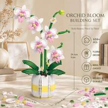 700 件/套创意系列盆栽兰花装饰，永恒玫瑰花束，DIY 组装积木玩具，中国兰花花束，玫瑰花礼物 - 創意積木盆栽花 - 查看 5