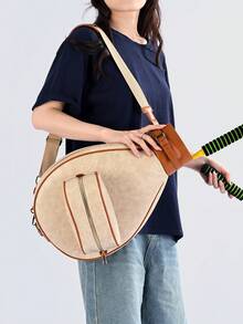 Bolsa vintage para raqueta de tenis/bádminton con compartimento, bolsa ligera para raqueta deportiva con bolsillo con cremallera, correa ajustable para el hombro, gran capacidad para guardar la raqueta, pelotas y equipo personal, bolsa clásica para raqueta deportiva adecuada para jugadores masculinos/femeninos, principiantes y competiciones - Multicolor - Ver 3