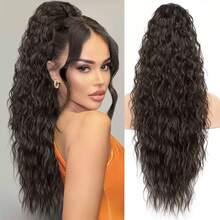 75cm Long Wavy Claw Clip Ponytail Hair Extension, Fluffy Corn Wave Synthetic Curly Ponytail Hair Piece For Women Daily Styling - Multicolor - View 9