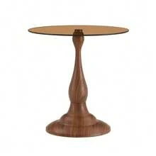 Round Glass Side Table, Modern And Elegant Coffee Table With Tempered Glass Top And Stable Base, Compact Side Table For Living Room And Bedroom (Table Only) - 棕色 - 查看 10