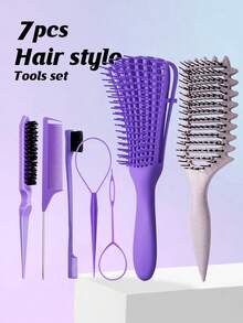 7pcs Curly Hair Brush Defining, Volume Curl Defining Brush For Effortlessly Detangling Shaping And Styling Women's Curls, Waves & Coils, Curly Hair Products, Reduce Frizz - Comb - View 9