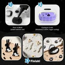 Black White UV Resin Kit 100g Sunlight Activated Fast Curing Epoxy For Jewelry Making Earrings Pendants Keychains Mini Crafts - A - View 4