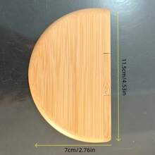1pc Handmade Bamboo Crescent-Shaped Shaped Mirror, Portable And Compact, Suitable For Yoga, Meditation, Travel And Desktop Grooming, With Painted Decoration, Applicable For Office, Bag Decoration, Durable Bamboo Material - Apricot - View 5