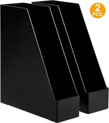 Basics Plastic Desk Organizer, Magazine Rack And Vertical File Cabinet, Black, 2 Pack - White - View 11