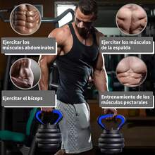 Kit de Mancuernas Ajustables 10kg, Set de Pesas y Mancuernas 6 en 1 para Ejercicio en Casa, Incluye Barra Recta, Pesas Rusas y Accesorios, Ideal para Gym en Casa y Fitness - Azul - Ver 8