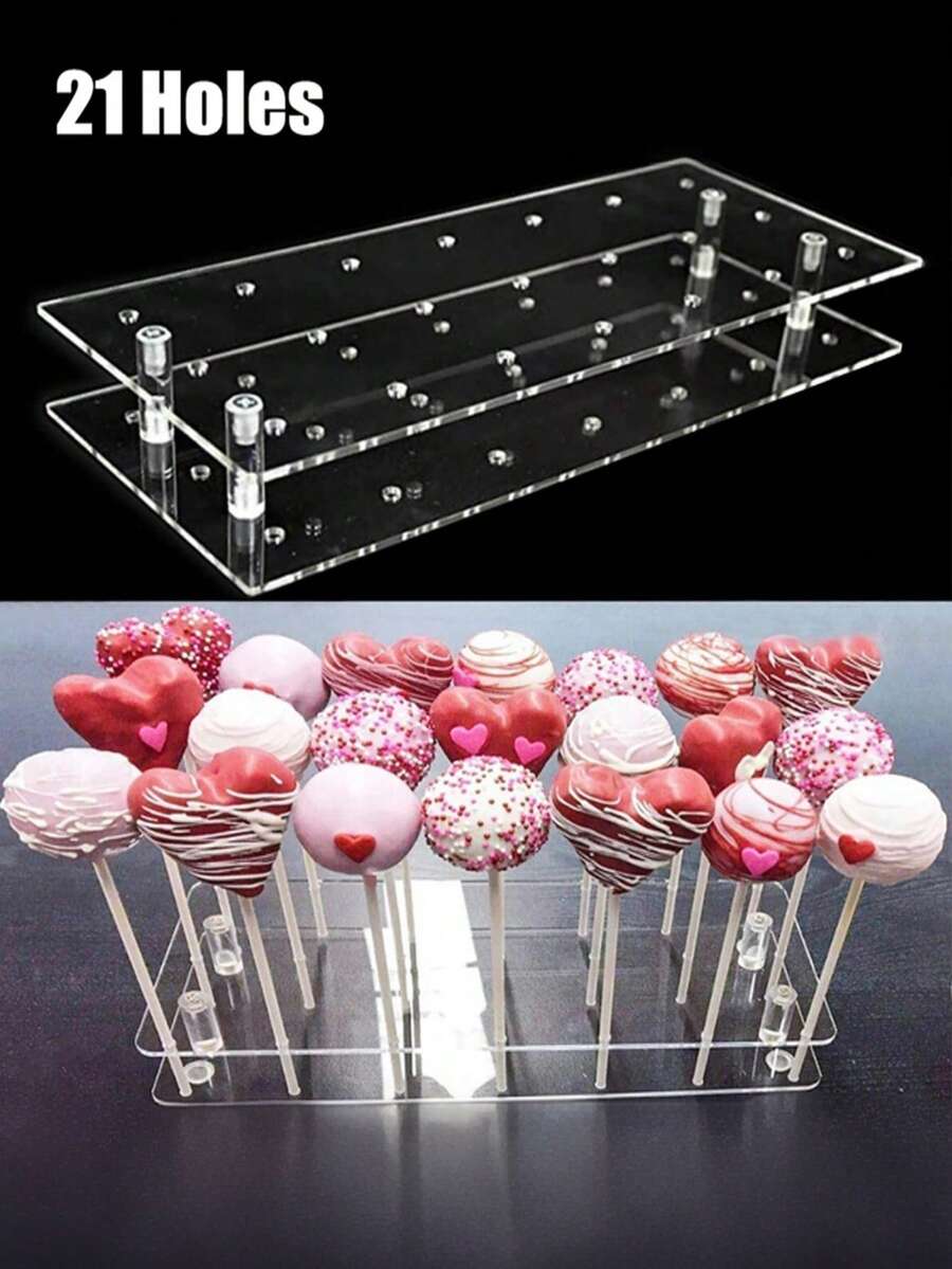 21-Slot Transparent Acrylic Lollipop Display Stand, Suitable For Weddings, Birthday Parties And Other Occasions, Cake Stick Display Rack