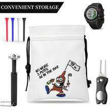 Pirate Pattern Golf Bag With Drawstring Design, Portable And Durable Faux PU Golf Ball And Tee Storage Bag, High-Quality Accessory For Men Golfers, Perfect Gift Choice - Multicolor - View 3