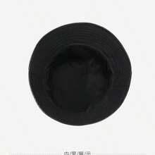 女款 PU 皮革水桶帽，春秋英倫風小眾復古時尚百搭小帽簷皮帽 - 黑色 - 查看 4