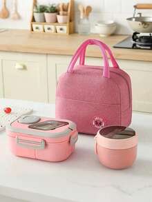 Portable Lunch Set, Large Capacity Lunch Bag Set, Foldable Aluminum Foil Tote Bag, Lunch Box, Breakfast Cup, Suitable For Travel, Work, School, Outdoor, Picnic, Student Supplies, Bento Box, Lunch Bag - Multicolor - View 11