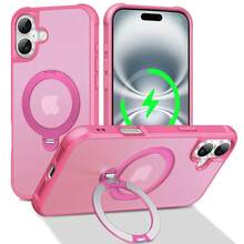 Phone Case: Compatible With IPhone 17 Pro Max Air / 15 / 14 / 16 Plus; Supports Magnetic Attachment And Features An Anti-Slip, Semi-Transparent Design. - Hot Pink - View 3