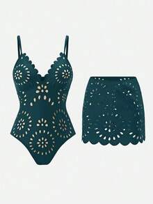 Swim Oasis Traje de baño de una pieza elegante y maduro estilo BOHO a juego, para playa y resort de primavera/verano - Blanco - Ver 10