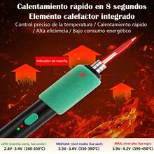 Portable Rechargeable USB Cordless Soldering Iron With 3 Tips - 15W - 650mAh - Black - View 2