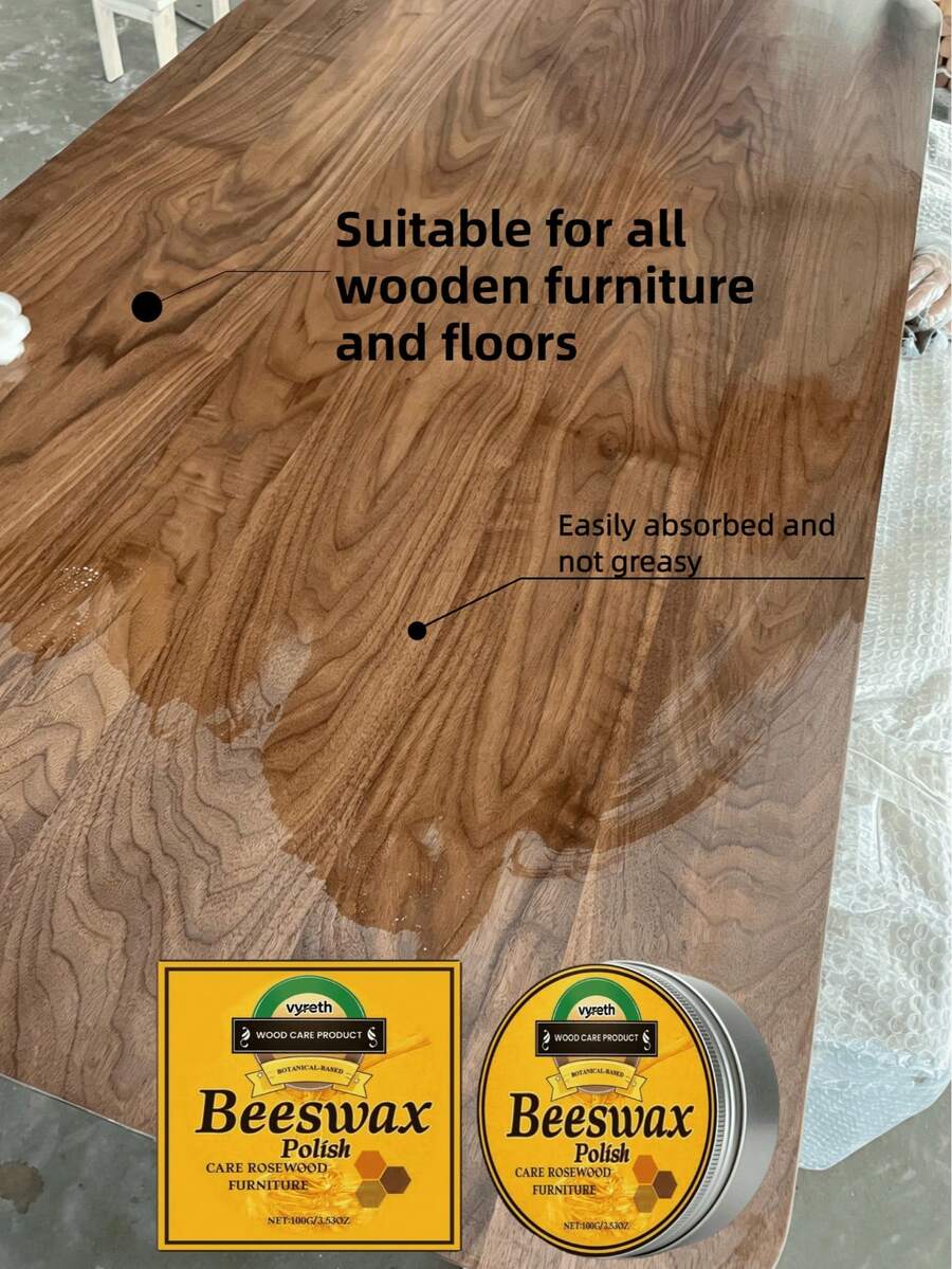 Beeswax Wood Furniture Polishing Wax, Solid Wood Floor Wax, Natural Gloss, Floor Care, Waxing Oil, Waterproof, Anti-Cracking - 100g Beeswax Polishing Agent - View 1