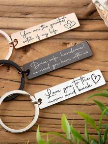 Personalised Key Ring Custom Keychain Engraved Metal Keychain Birthday Keyring Drive Keychain With Name Stainless Keychain Key Fob, Engraved - Style 13 - View 2