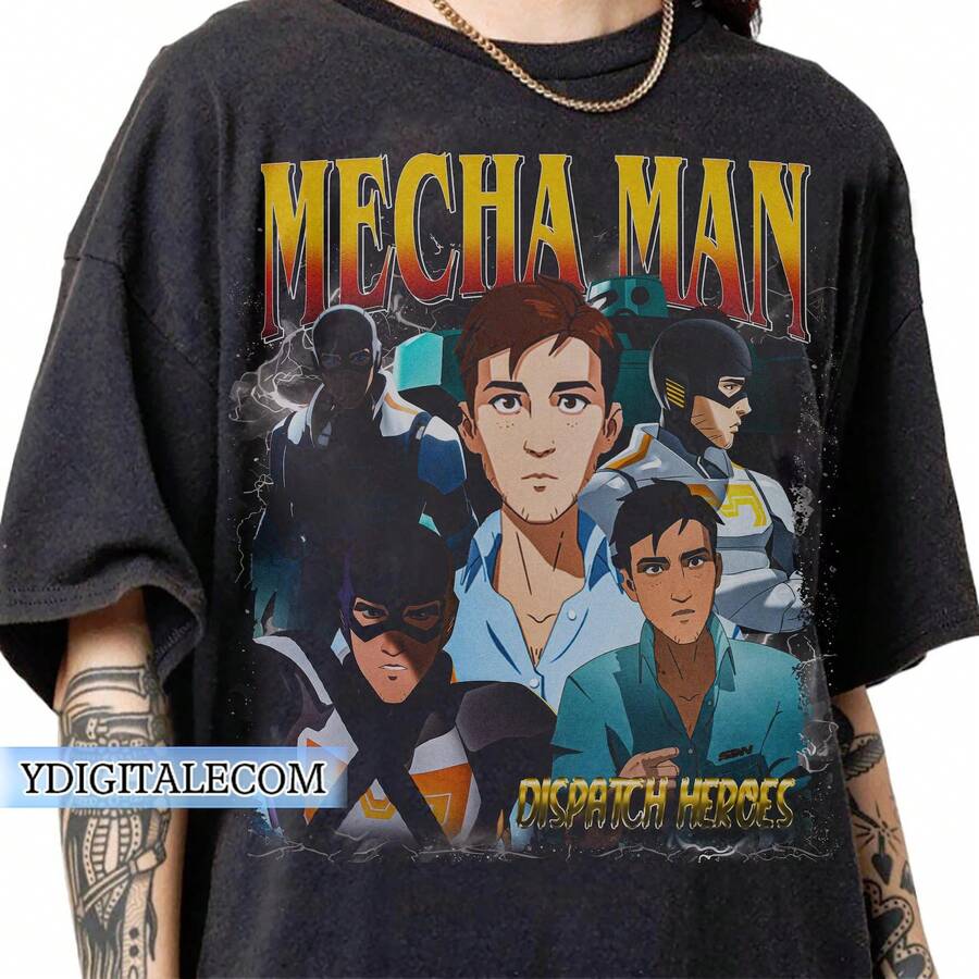 Vintage 90er Jahre Grafik-Stil Mecha Man T-Shirt, Retro Robert Robertson III Dispatch Game Tee, Mecha Man Sweatshirt Geschenke für Männer und Frauen - Schwarz - Übersicht 1