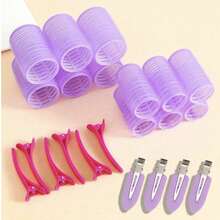 Set da 18 pezzi di bigodini soffici per capelli da donna, include bigodini autoadesivi e fermagli senza segni - adatto per donne e ragazze, volume di qualità da salone a casa, perfetto per sollevare le radici, onde morbide o styling quotidiano. Riutilizzabile, tenuta sicura, essenziale quotidiano, kit di strumenti per lo styling dei capelli rapido e senza sforzo - Multicolore - Visualizzare 9