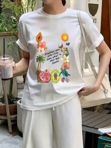 Puerto Rico Bunny "DtMF" Fun Frog Unique Print, Summer Fitted Regular Shoulder T-Shirt, Vacation Travel Beach - White 9 - View 2