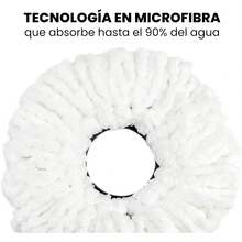 Giratorio Mágico con Cubeta Exprimidora, Cabezal de Microfibra Rotatorio 360°, Mango Telescópico Ajustable, Sistema de Limpieza Eficiente para Pisos de Madera, Cerámica, Mármol y Más (NEGRO) - Azul - Ver 5