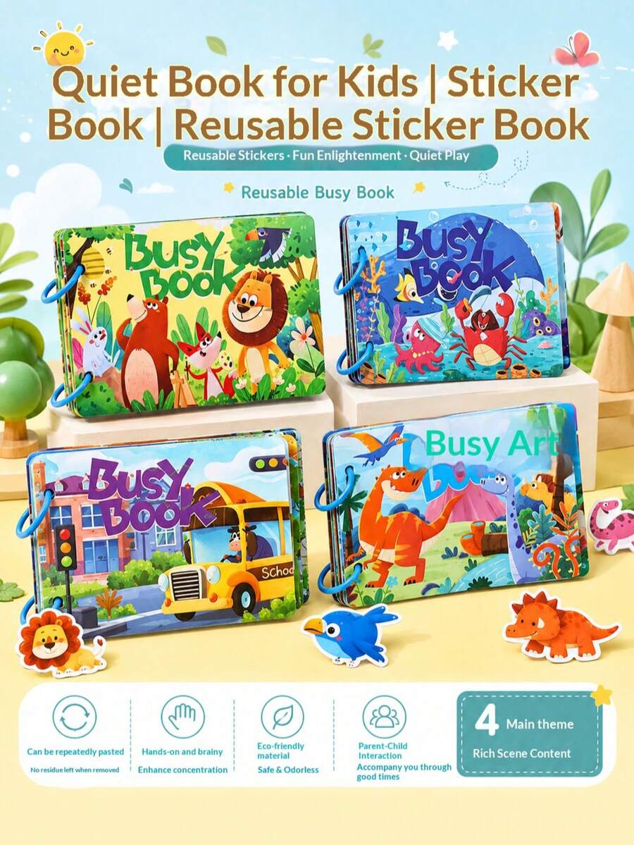 Children's Educational Fun Games, Children's Educational Fun Games, Travel Friendly, Suitable For 3-6 Years Old Boys And Girls Christmas Gifts, Halloween Gifts, Holiday Gifts, Quiet Book, Tear-Off Book, Sticker Book, Children's Educational Toys, DIY Handmade