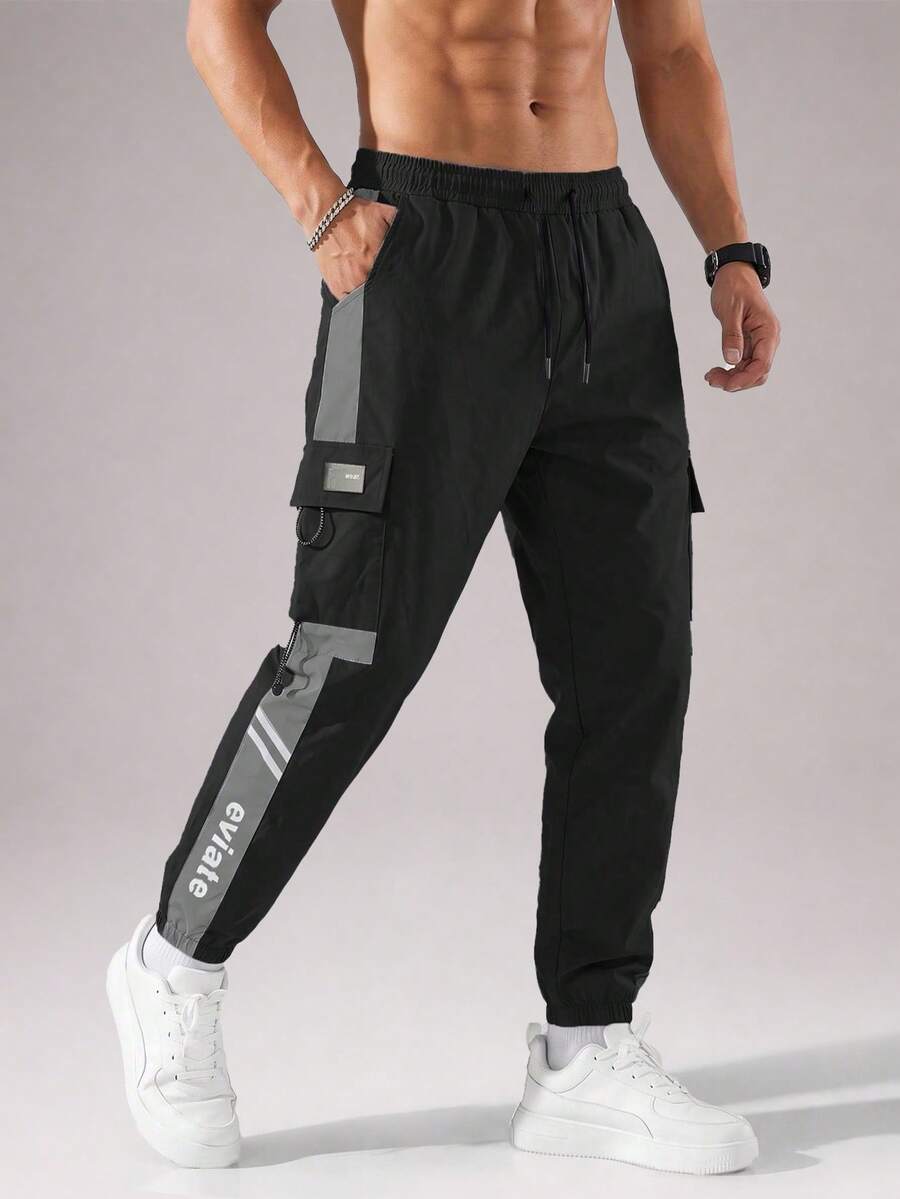 CZRLHYT Men's Loose Casual Pants, Drawstring Waist & Slant Pockets, Suitable For Various Outdoor Activities, Suitable For Autumn Wear - Black - View 1