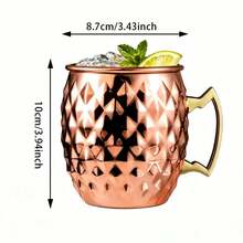 CINEYO 1 Stück / 2 Stücke / 4 Stücke 11,84 Unzen Reine Kupfer Diamant-Muster Hufeisen Tassen Kaffeetassen Hammer-Muster Moskau Hufeisen Tasse Kaltgetränk Kaffee Cocktail Tasse Metallgriff Geeignet für Bars, Partys, Vatertagsgeschenke, Tassen, Gläser Trinkwasserflasche - Verschiedenfarbig - Übersicht 5