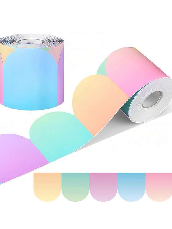 [Rainbow Border] Bordură curcubeu colorată în stil boem, decorare adezivă detașabilă pentru perete, bordură pentru tablă de anunțuri în tonuri pastelate, bordură cu fluturi colorați, rolă decorativă pentru tablă de anunțuri curcubeu, potrivită pentru tablă neagră, tablă de anunțuri, școală, casă, birou, bordură decorativă colorată decupată
