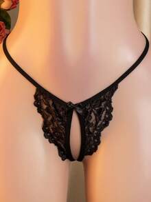 Sexy Lingerie, Hollow Out Dress, 2pcs Set: Dress + G-String, Women's Intimate Apparel And Sexy Dress - Black - View 4
