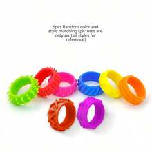 6/12pcs Silicone Sensory Rings.Finger Spinner Toy.Stress-Relief Sensory Rings,Silicone Stress-Relief Toy.Finger Ring And Bracelet Sets.Classroom Rewards,Birthday Gifts,Travel-Friendly Party Favors.Office Supplies,Christmas Gift Bags,Party Gift Bags - Multicolor - View 14