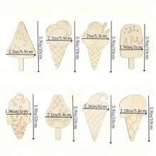 Set 32 Buah Potongan Kayu Bentuk Es Krim yang Belum Selesai, Cocok untuk Kerajinan dan Dekorasi DIY, Dilengkapi dengan Label Hadiah - Proyek Seni Musim Panas yang Dilukis Tangan, Cocok untuk Rumah, Pesta, Pernikahan - A - View 10