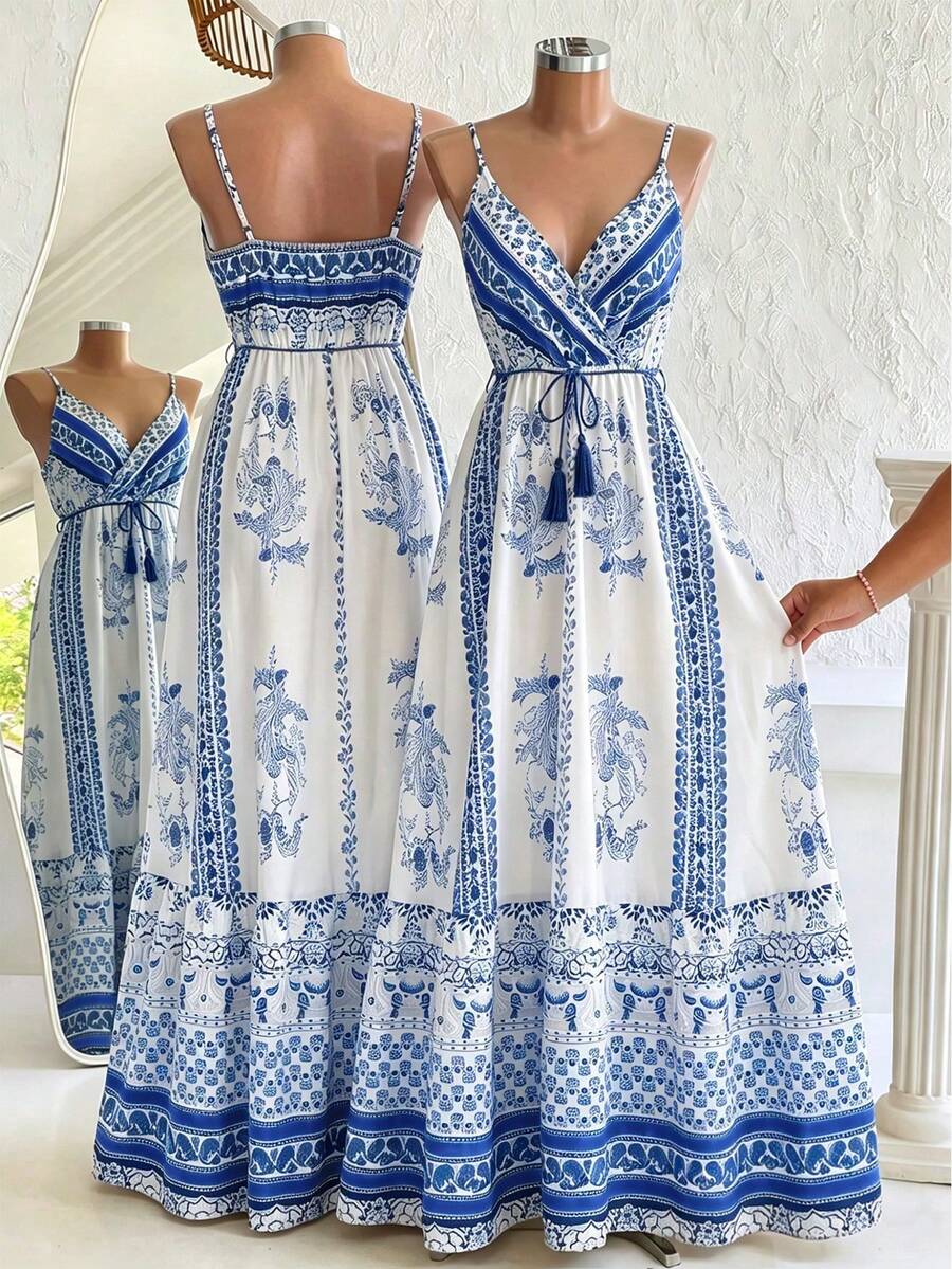 Vestido de estilo bohemio, adecuado para vacaciones en la playa y sesiones de fotos - Azul - Ver 1