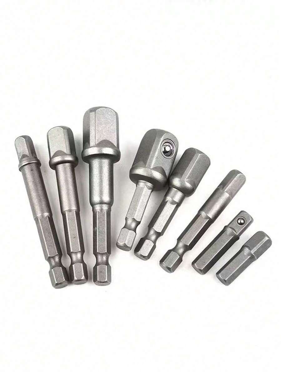 8件組衝擊套筒轉接頭套組，相容 1/4" 3/8" 1/2" 六角柄，5種不同長度套筒鑽孔轉接頭，通用 1/4" 套筒轉接頭 - A - 查看 1