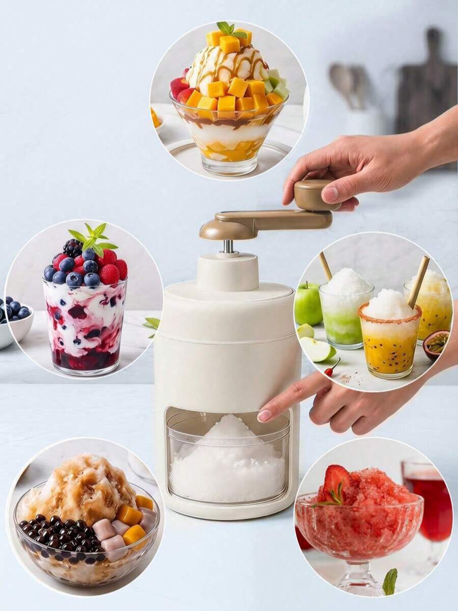 手動刨冰機 便攜式手搖雪花冰機 家用刨冰機 適合 DIY 刨冰、牛奶冰淇淋、夏季自製冰凍甜點，夏季必備冷卻設備，派對熱門款
