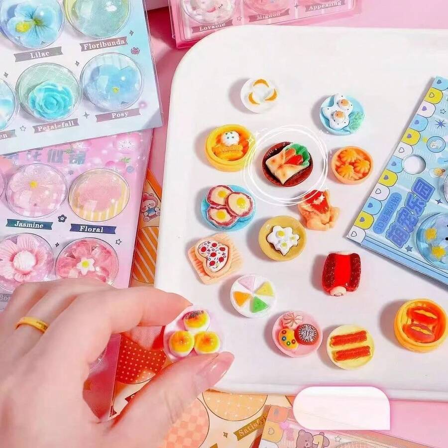 Seal Seal Cute Dessert Shaker 3D Glitter Sticker Set, Cute Donut Cake Dessert Floating Sequin Shaker Beads Decals, Aesthetic Cartoon Style Transparent Bubble Stickers, DIY Notebook, Scrapbook, Laptop, Water Cup Decoration Stickers, Exquisite Stationery Gift For Teenage Girls And Students, Multiple Dessert Patterns - Multicolor - View 1