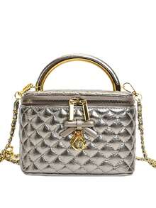 New Hand-Held Box Bag, Minimalist Style Shoulder Crossbody Bag - Champagne - View 7