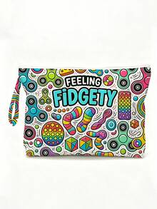 「FEELING FIDGETY」與遊戲控制器印花化妝包，拉鍊式旅行收納袋，輕量耐褪色化妝盥洗包，適合女性、女孩與男性，便攜式化妝收納盒，易清洗，適合母親、老師、朋友、護理師等，女性/男性好友禮品袋，學校與度假旅行必備盥洗包 - 彩色 - 查看 6