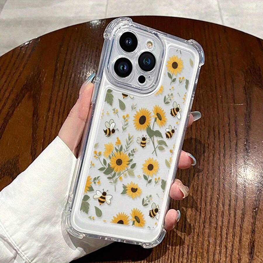 Funda para teléfono: Funda a prueba de golpes con diseño de girasol, a la moda, de TPU, color transparente, para hombres y mujeres, compatible con iPhone de las series Apple 16/15/14/13/12/11/XS/XR/X/7/8/Plus/Pro/Max, Redmi, PIXEL, , , OPPO, VIVO, , , HONOR. - Multicolor - Ver 1