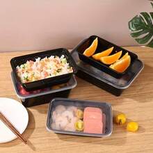 Paquete de 10/30/50, Caja Bento Negra de 26oz con Tapa, Recipiente Rectangular para Almacenamiento de Alimentos, Recipiente Apilable a Prueba de Fugas para Preparación de Comidas, Recipiente para Microondas, Utensilio de Cocina, Accesorio de Cocina, Suministros para Cocina del Hogar - C - Ver 5