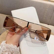 1PC Metal Frame Vintage Fashion Glasses For Women, Classic Decorative Eyewear, Beach, Camping, Vacation & Business Casual Accessories - Tea - View 3