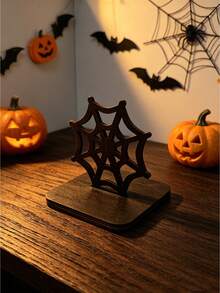 1/4/6Pcs Wooden Halloween Spider Web Coasters With Base, Halloween Tabletop Decor, Multi Sizes Available - Halloween - View 7